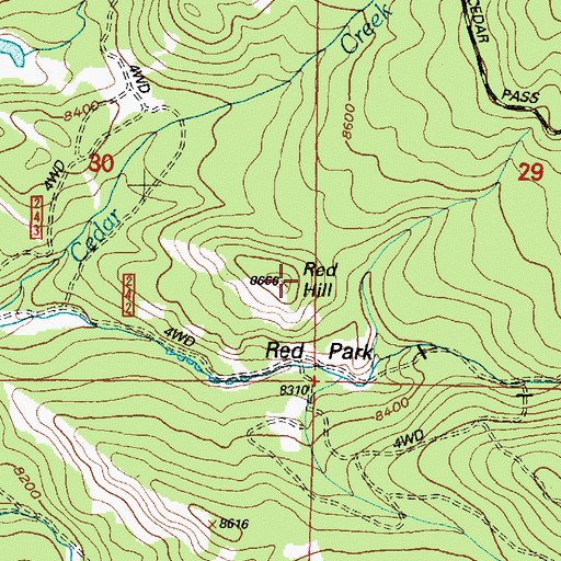 Topographic Map of Red Hill, WY