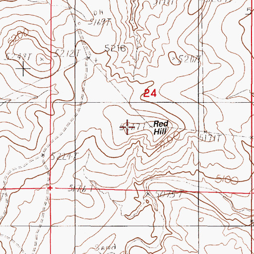 Topographic Map of Red Hill, WY