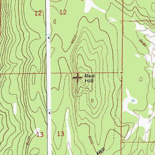 Topographic Map of Red Hill, WY