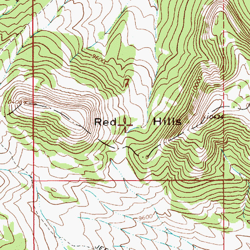 Topographic Map of Red Hills, WY