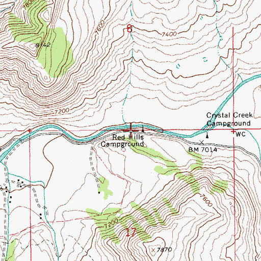 Topographic Map of Red Hills Campground, WY