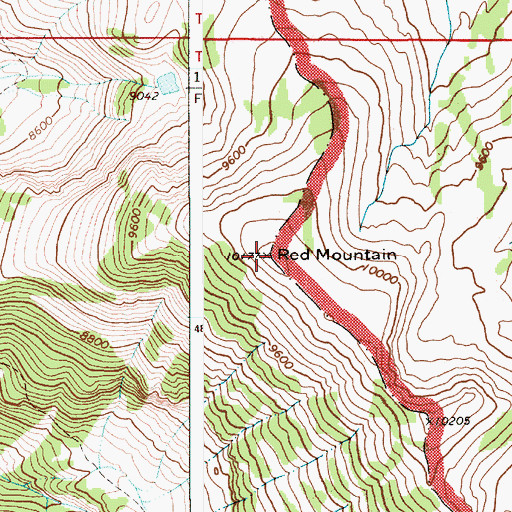 Topographic Map of Red Mountain, WY