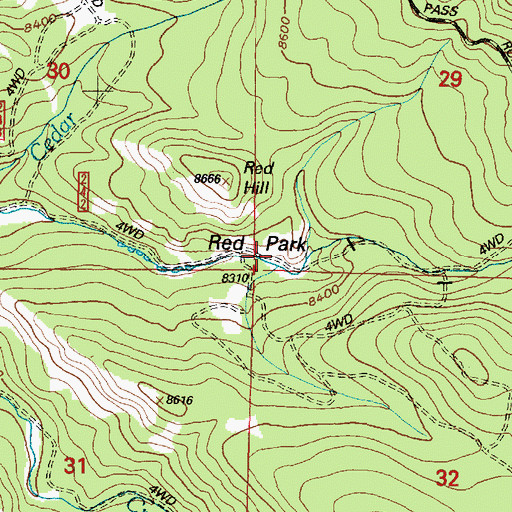 Topographic Map of Red Park, WY