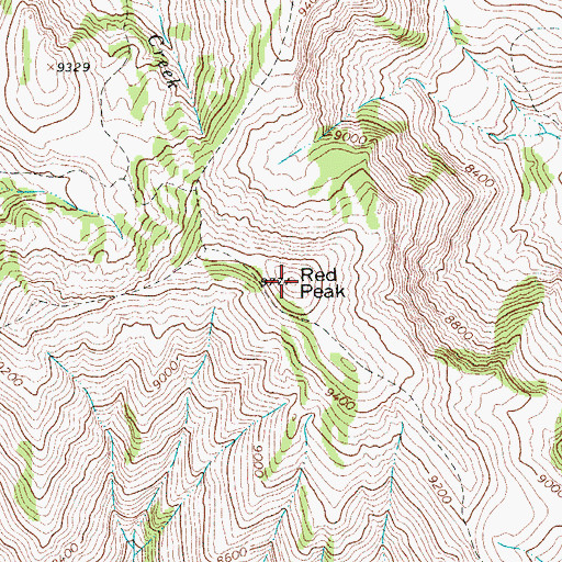 Topographic Map of Red Peak, WY
