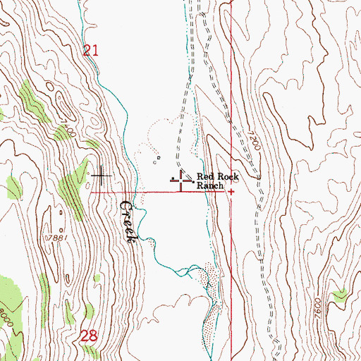 Topographic Map of Red Rock Ranch, WY