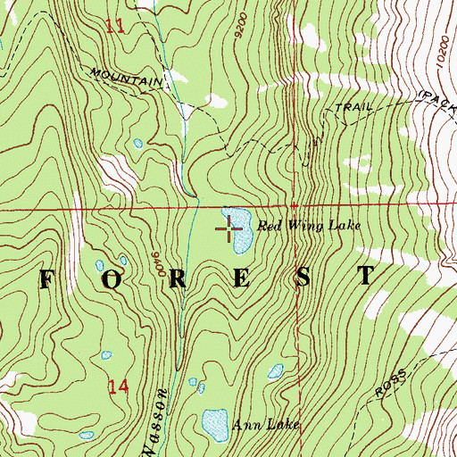 Topographic Map of Red Wing Lake, WY