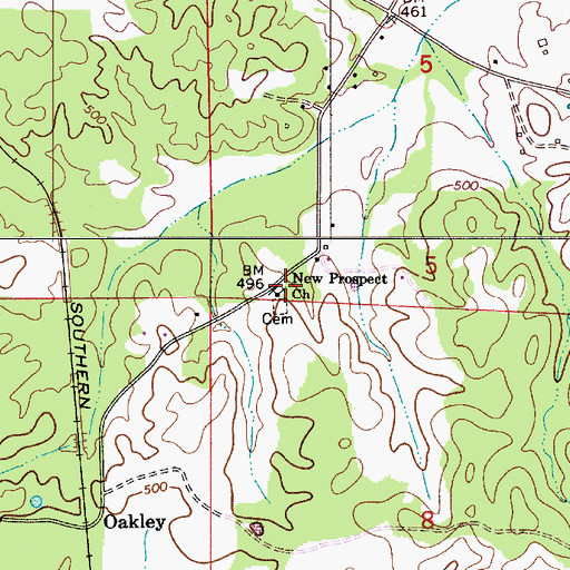 Topographic Map of New Prospect Methodist Church, AL