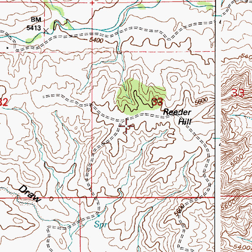 Topographic Map of Reeder Hill, WY