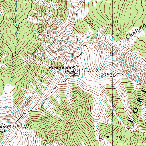 Topographic Map of Reservation Peak, WY