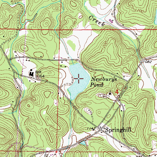 Topographic Map of Newburys Pond, AL