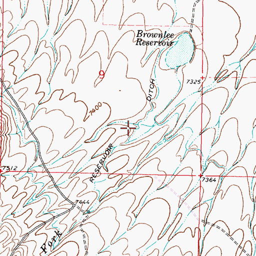 Topographic Map of Reservoir Ditch, WY