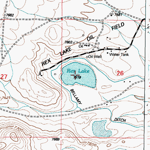 Topographic Map of Rex Lake, WY