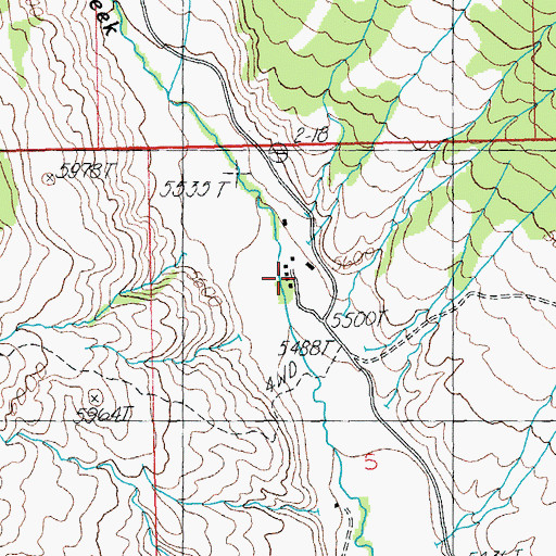 Topographic Map of Rhodes Ranch, WY
