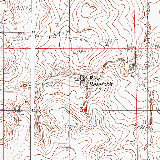 Topographic Map of Rice Reservoir, WY