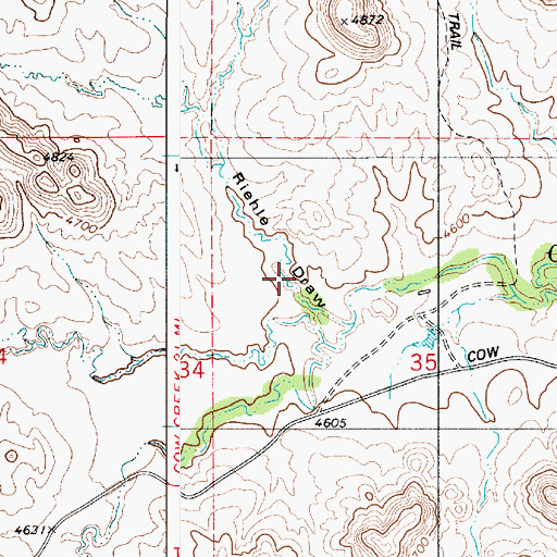 Topographic Map of Riehle Draw, WY