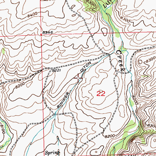 Topographic Map of Rinker Ditch, WY