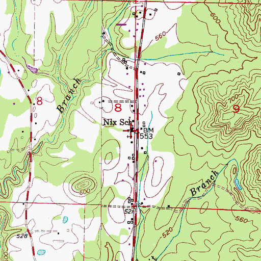 Topographic Map of Nix School (historical), AL