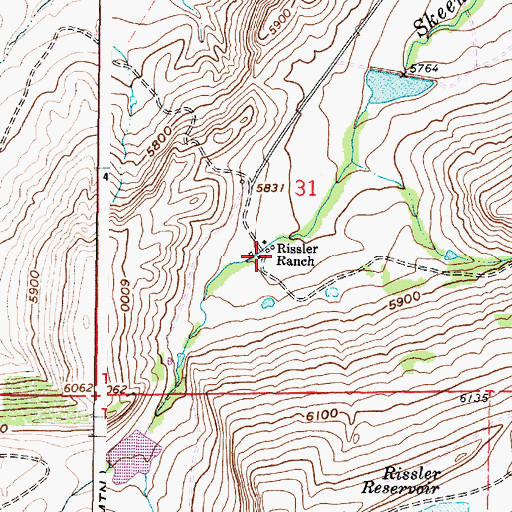 Topographic Map of Rissler Ranch, WY