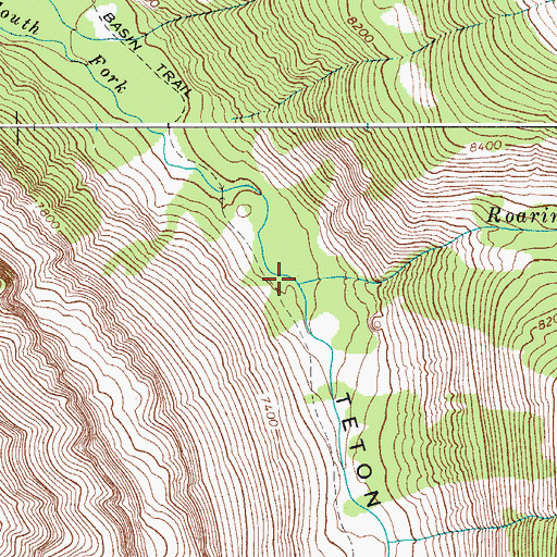 Topographic Map of Roaring Creek, WY