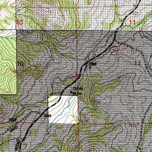 Topographic Map of Roaring Fork, WY