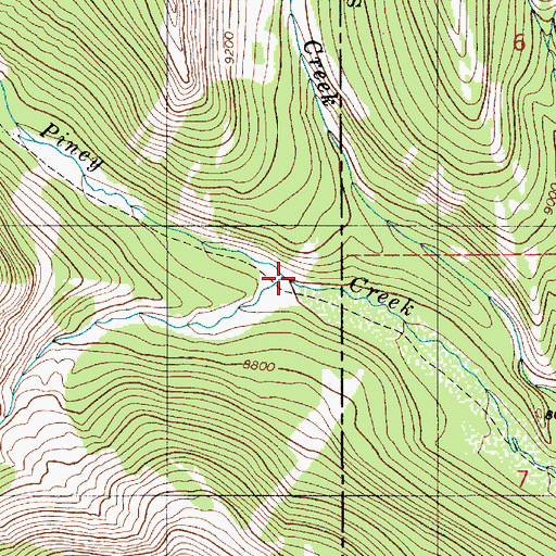 Topographic Map of Roaring Fork, WY