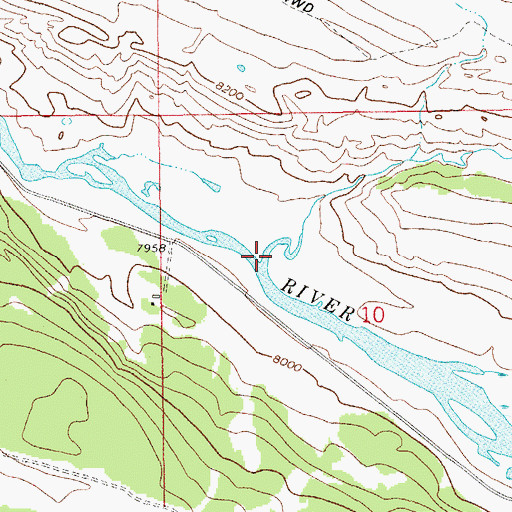 Topographic Map of Roaring Fork, WY