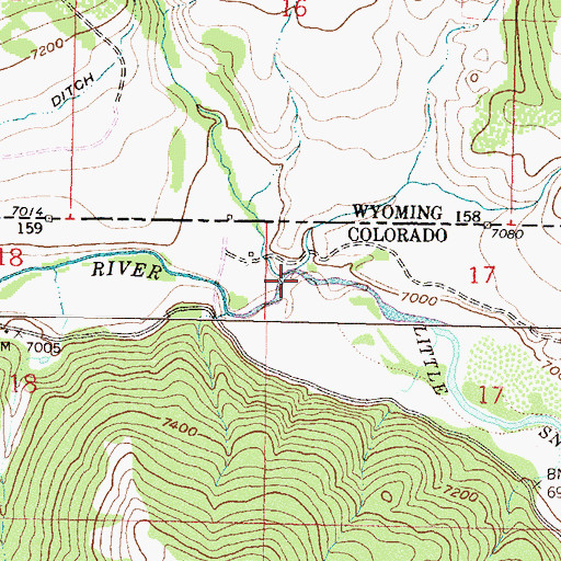 Topographic Map of Roaring Fork Little Snake River, WY