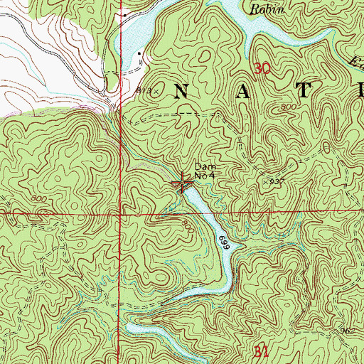 Topographic Map of Dam Number Four, AL