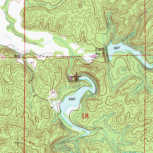 Topographic Map of Dam Number Five, AL