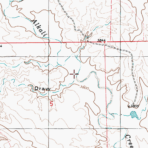 Topographic Map of Rock Corral Draw, WY