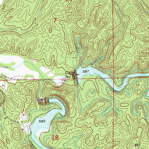 Topographic Map of Dam Number Six, AL