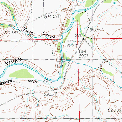 Topographic Map of Rock Creek, WY