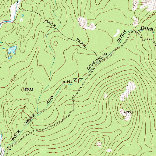 Topographic Map of Rock Creek and Piney Diversion Ditch, WY