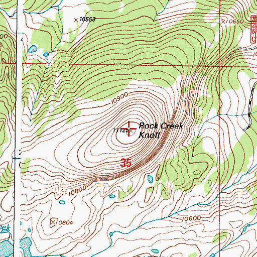 Topographic Map of Rock Creek Knoll, WY