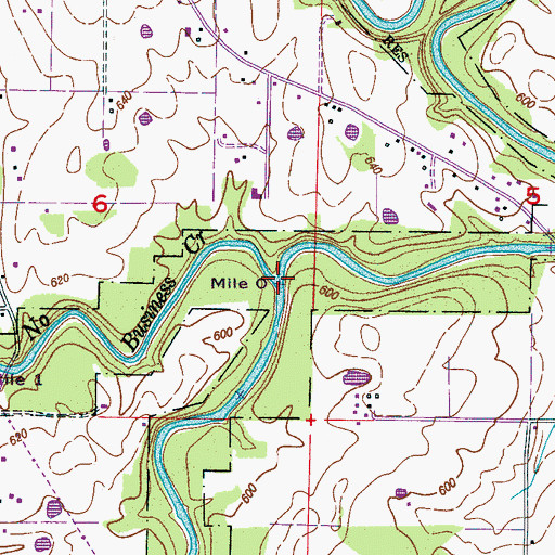 Topographic Map of No Business Creek, AL