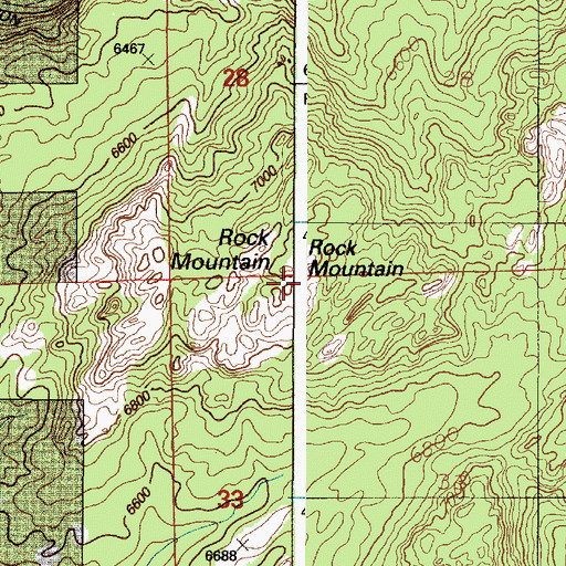 Topographic Map of Rock Mountain, WY