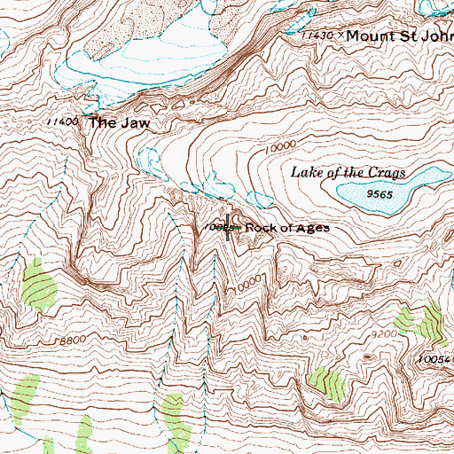 Topographic Map of Rock of Ages, WY