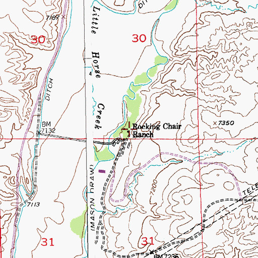 Topographic Map of Rocking Chair Ranch, WY