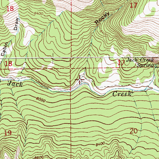 Topographic Map of Rocky Draw, WY