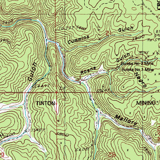 Topographic Map of Roena Gulch, WY
