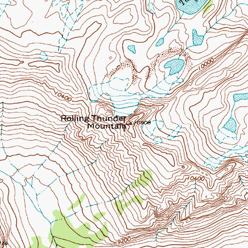 Topographic Map of Rolling Thunder Mountain, WY