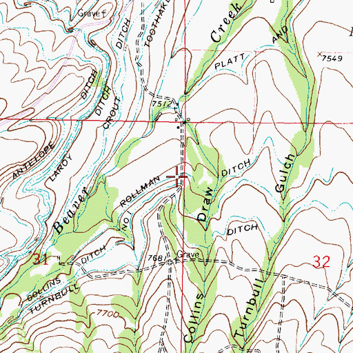 Topographic Map of Rollman Ditch, WY