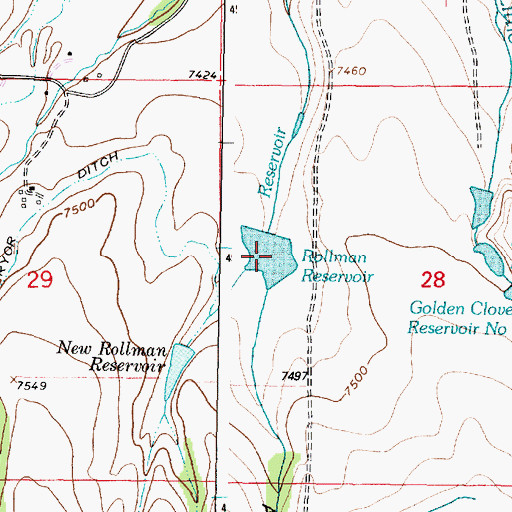 Topographic Map of Rollman Reservoir, WY