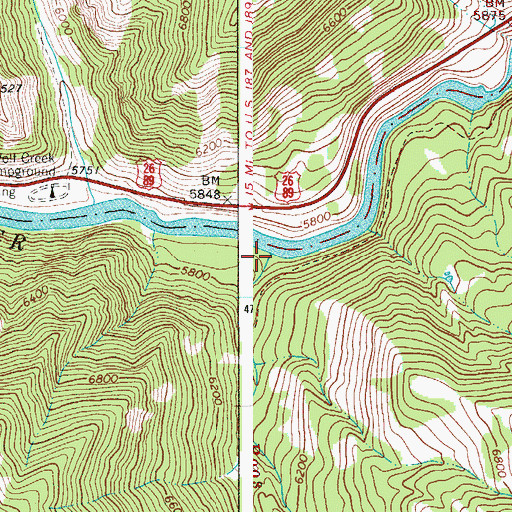 Topographic Map of Roos Creek, WY