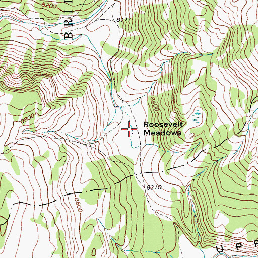 Topographic Map of Roosevelt Meadows, WY