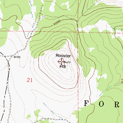 Topographic Map of Rooster Hill, WY
