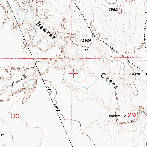 Topographic Map of Rough Creek, WY