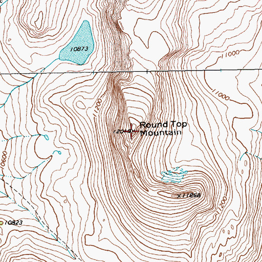 Topographic Map of Round Top Mountain, WY