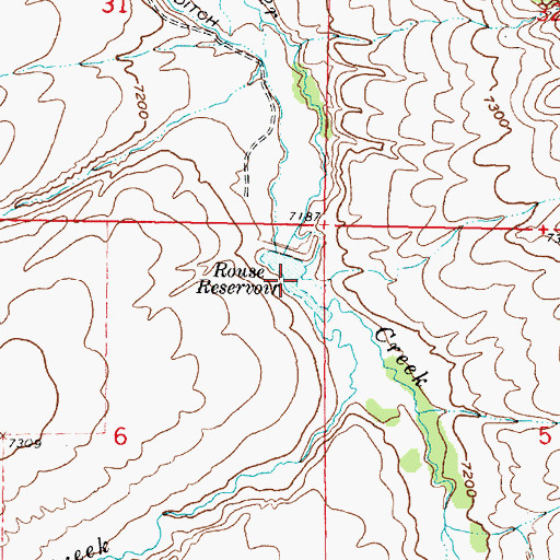 Topographic Map of Rouse Reservoir, WY