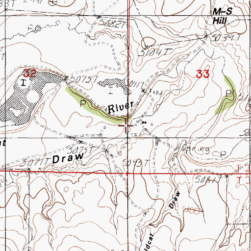 Topographic Map of Ray Draw, WY